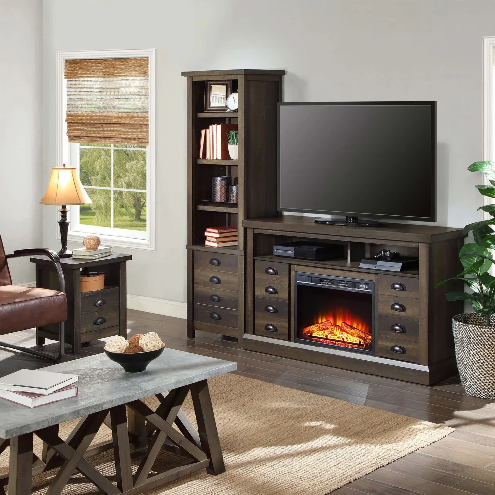 Modern Farmhouse End Table, Brown