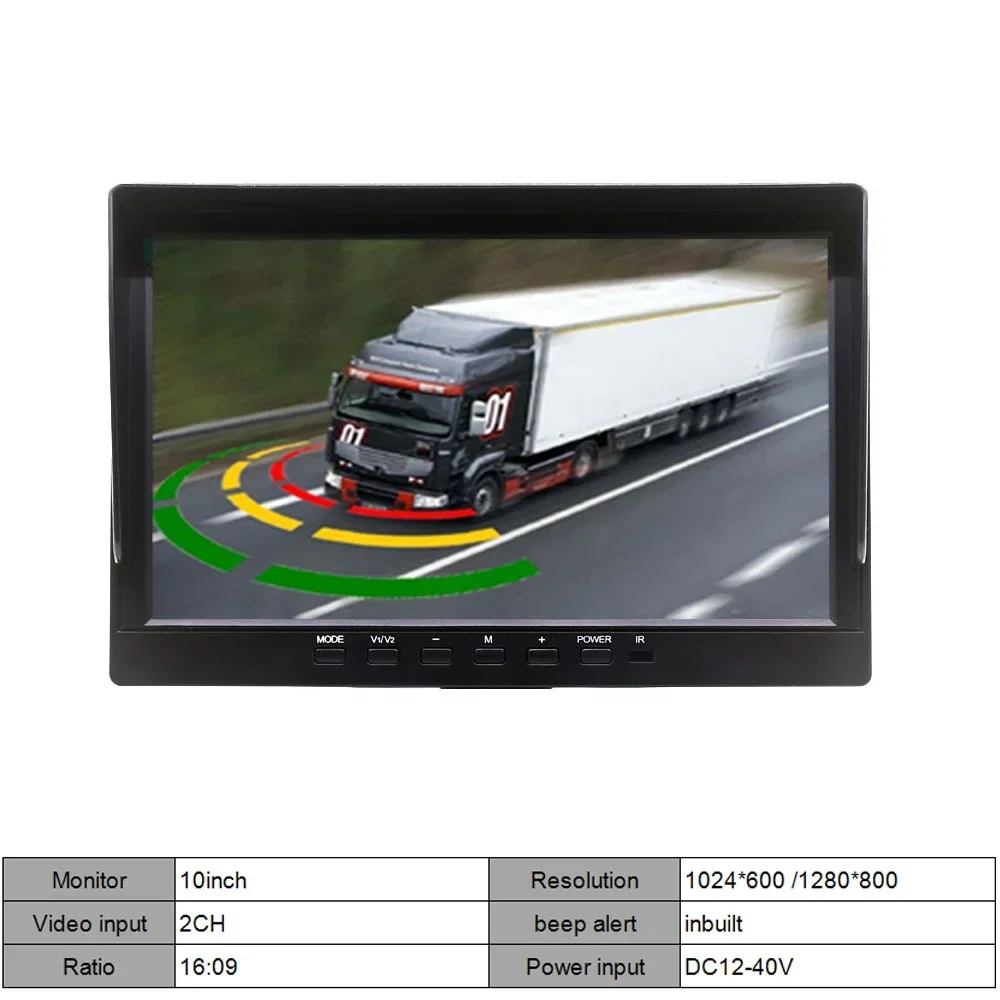 Kit de sensor de radar de micro-ondas de onda milimétrica de alcance de detecção de 30M, sistema de radar anticolisão com display de 10 polegadas, traseiro