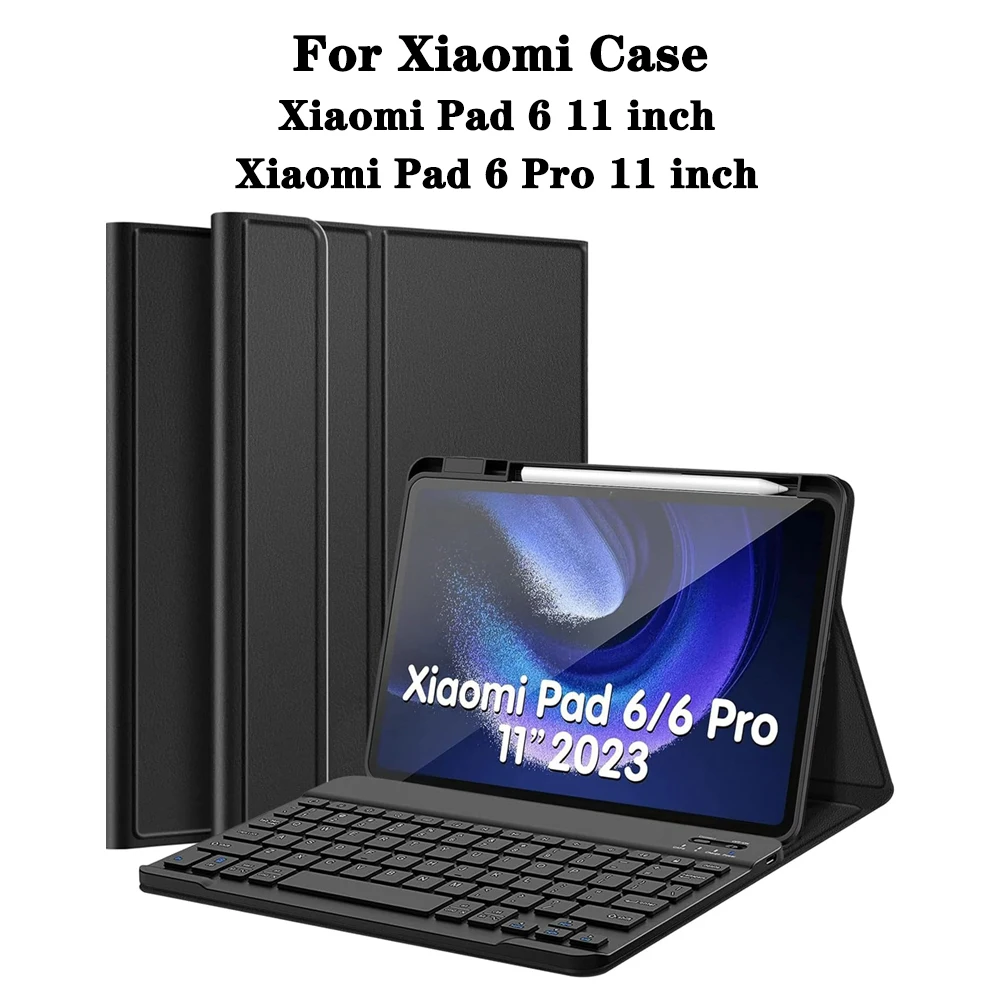 حافظة تابلت لجهاز Xiaomi Pad 6 11 بوصة، غطاء لوحة مفاتيح قابل للفصل لهاتف Xiaomi Pad 6 Pro 11 بوصة مع غطاء لوحي بفتحة قلم رصاص