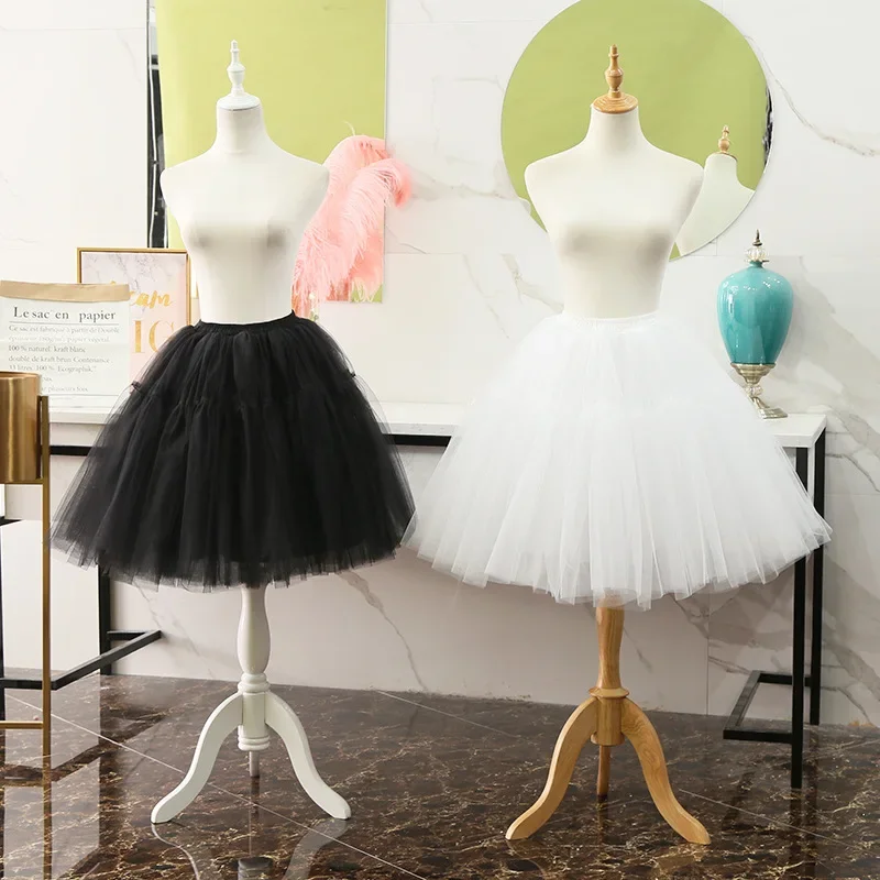 New Lolita Cosplay Petticoats In Stock White Black Organza Girls Crinoline Bridal Underskirt Women