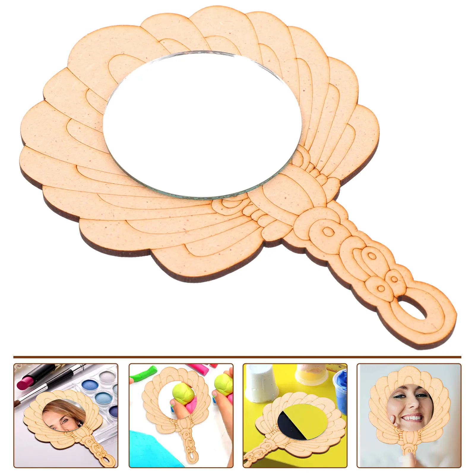 

2 шт. деревянных зеркальчиков для творчества, неокрашенные, мини-зеркала для детей, для рукоделия, декорирования бусинами, глиной, пенопластом, для развития творческих способностей