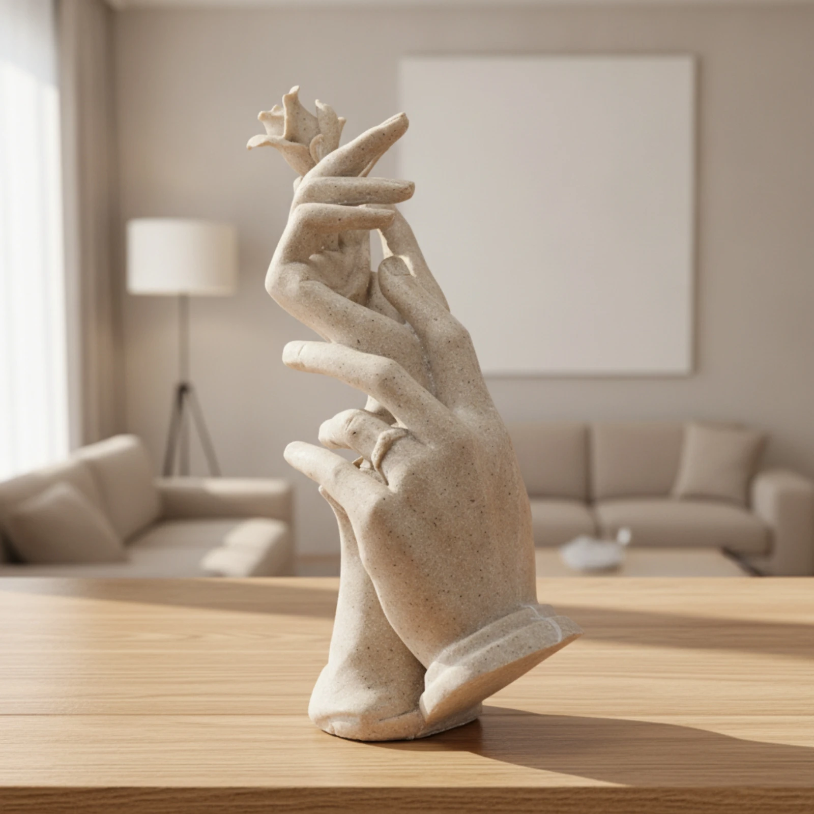 Heart Shape Figurine Artistic Sculpture with Integrated Shaped Base Love Sign Statue Elegant for Living Room Display