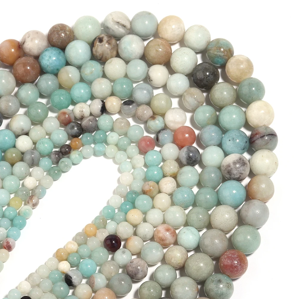 1 Strand Natural Amazonite Stone Beads Round Gem Loose Stone Bead for Jewelry Making DIY Charms Bracelet Necklace Accessories