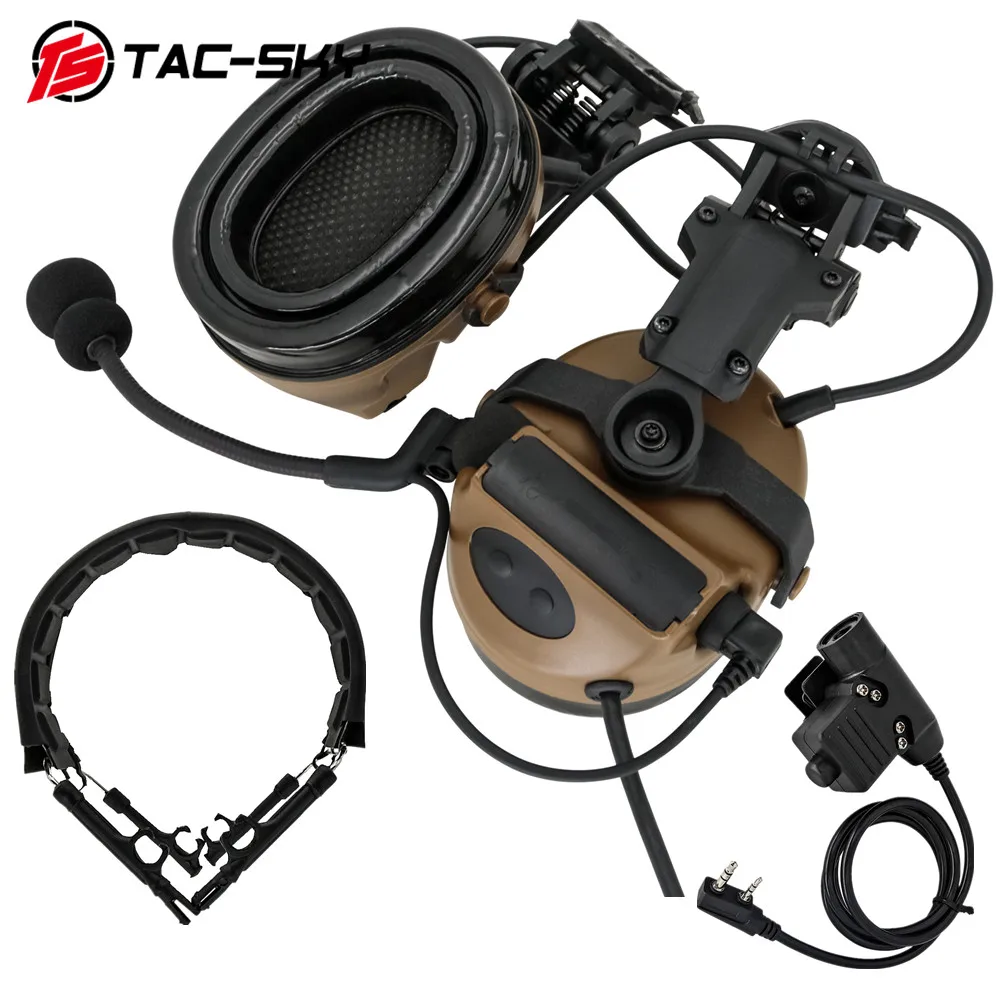 Imagem -02 - Tac-sky Capacete Tático Arco Montagem em Trilho Versão Comtac ii Fone de Ouvido Comtac Bandana e Adaptador Ptt Kenwood Plug U94 Ptt ts