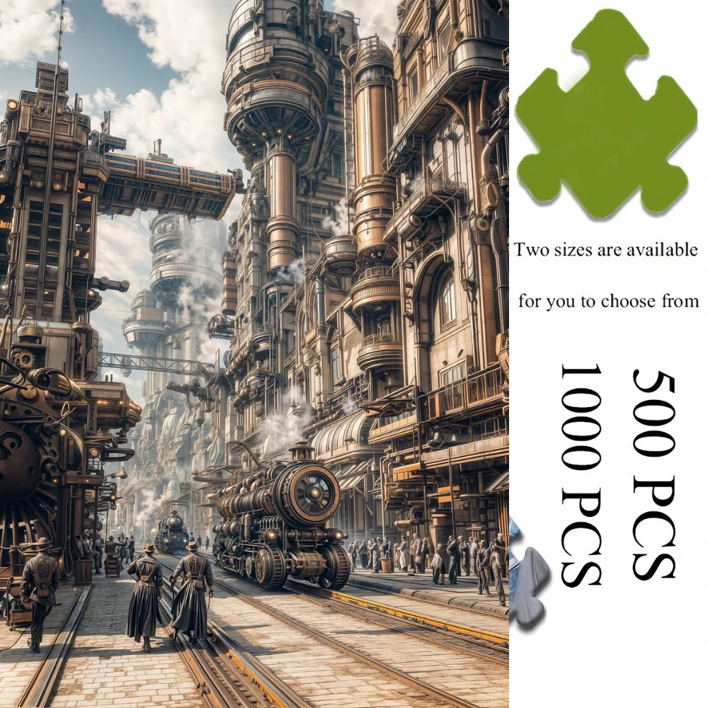 

Jigsaw Puzzle 1000 Pieces Steampunk Cityscape Puzzle Home Decor for Adults Game Family Fun Puzzles Educational Toys