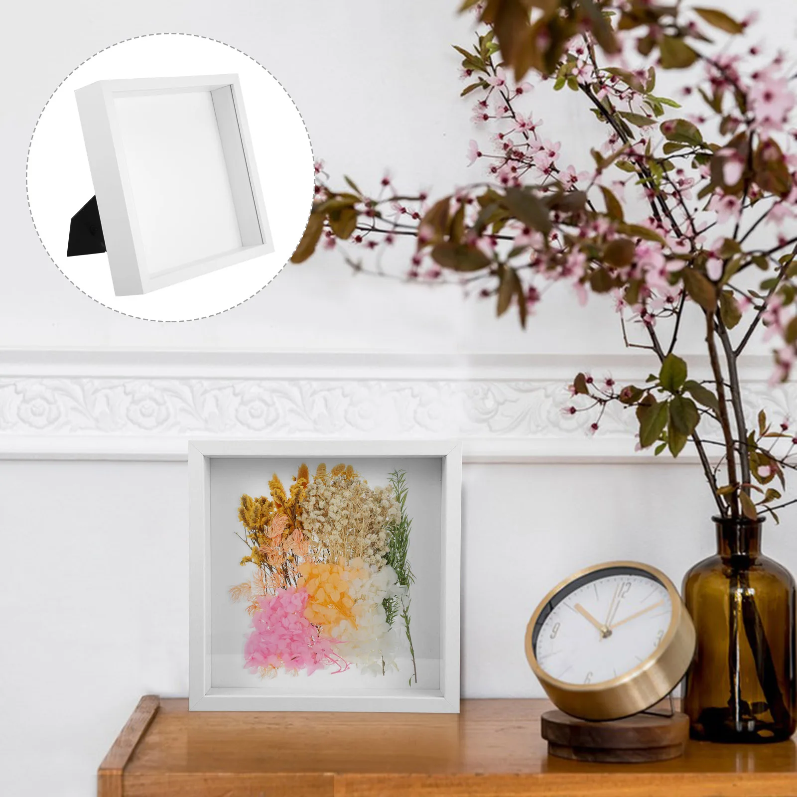 

Dried Flower Photo Frame Preservation Aesthetic Dry Displaying for Decor with Decorative Picture