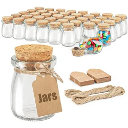 Glass Favor Jars with Cork Lid, 3.4 oz Small Glass Bottles for Wedding Favor, Baby Shower, Party Favor, Gift Jars for Candy