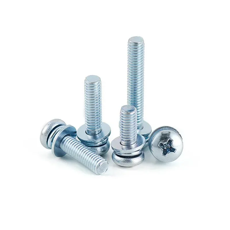 

50/100Pcs Round Head Screw Set M3 Three Combination Phillips Screws Round Head Screws Cross Pan Spring Pad Washer Screw Kit