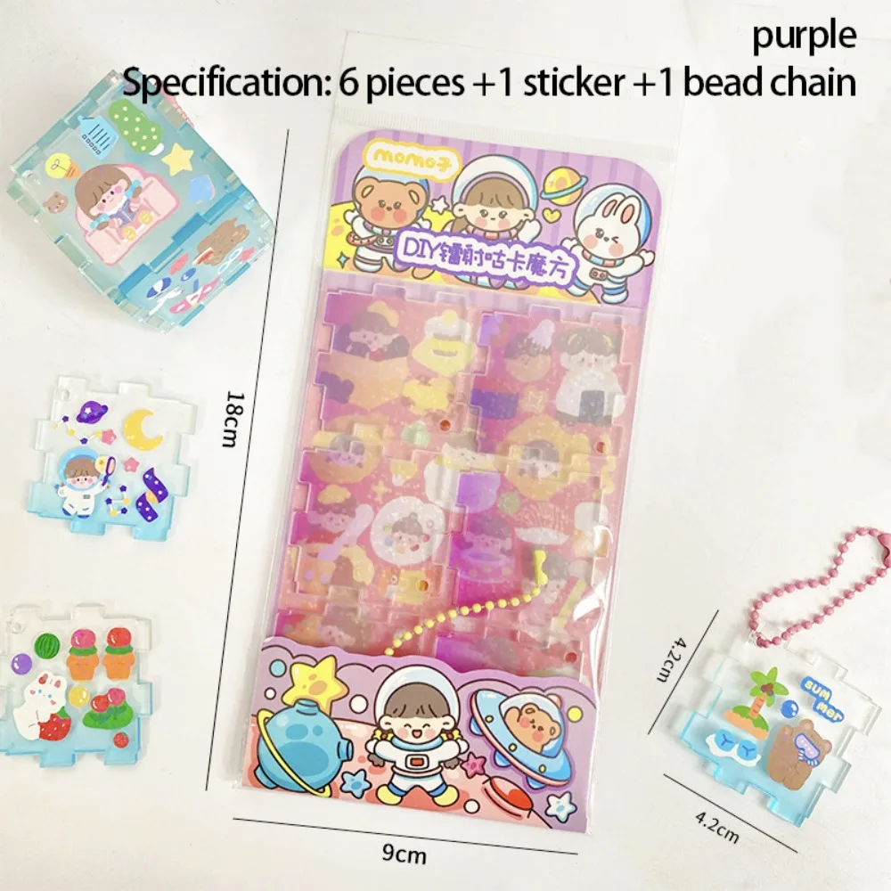 Set stiker Gooka kartun beberapa bahan buatan tangan DIY Set stiker Gooka akrilik kartun DIY gantungan kunci membuat Kit Gantungan Kunci DIY