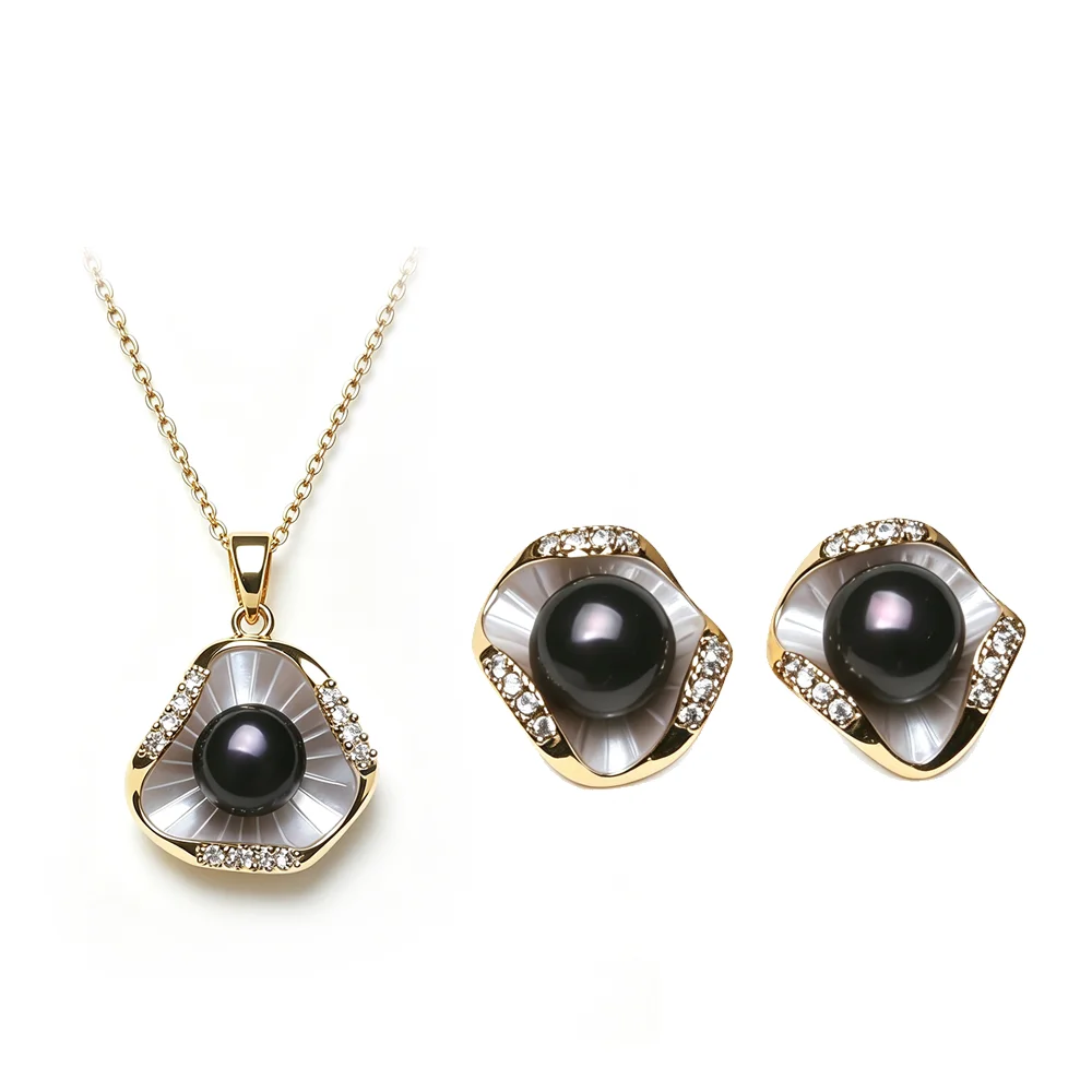 Echtes Naturperlen-Set mit Halskette und Ohrringen für Damen, zartes Süßwasserperlen-Set, Geschenk für Ehefrau oder Mutter zum Jahrestag, Weiß-Lila – Detail 5