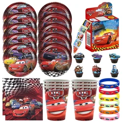 Disney Cars Birthday Party Decoration Supplies New Cartoon Lightning Mcqueen Paper Cups Napkins Plates Balloons Baby Shower Kids