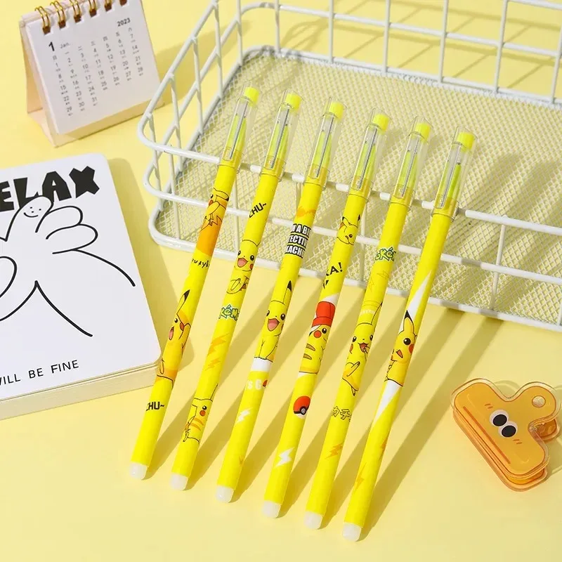 

Набор из 12 стираемых гелевых ручек Pokemon Pikachu, 0,5 мм, милые канцелярские принадлежности в стиле аниме для детей и студентов, подарок на праздник или день рождения
