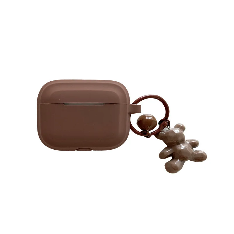 Fashion Khaki Case For Apple Airpods Pro Case Soft Silicone Earphone Cover For Airpods 3 2 1 Cases With Bear Keychain