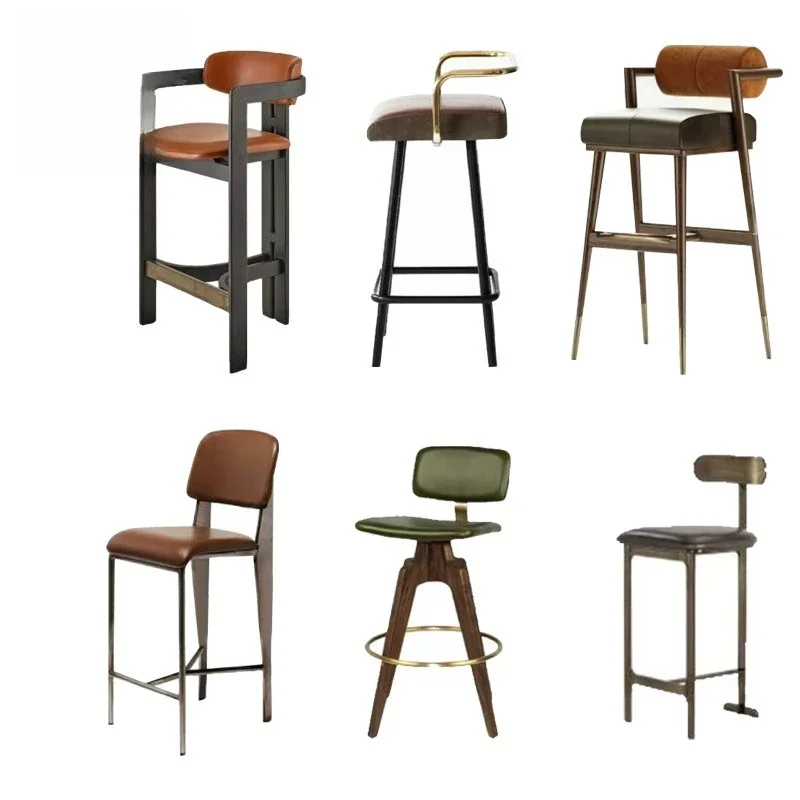 Light luxury high bar chair, modern simple solid wood back dining chair