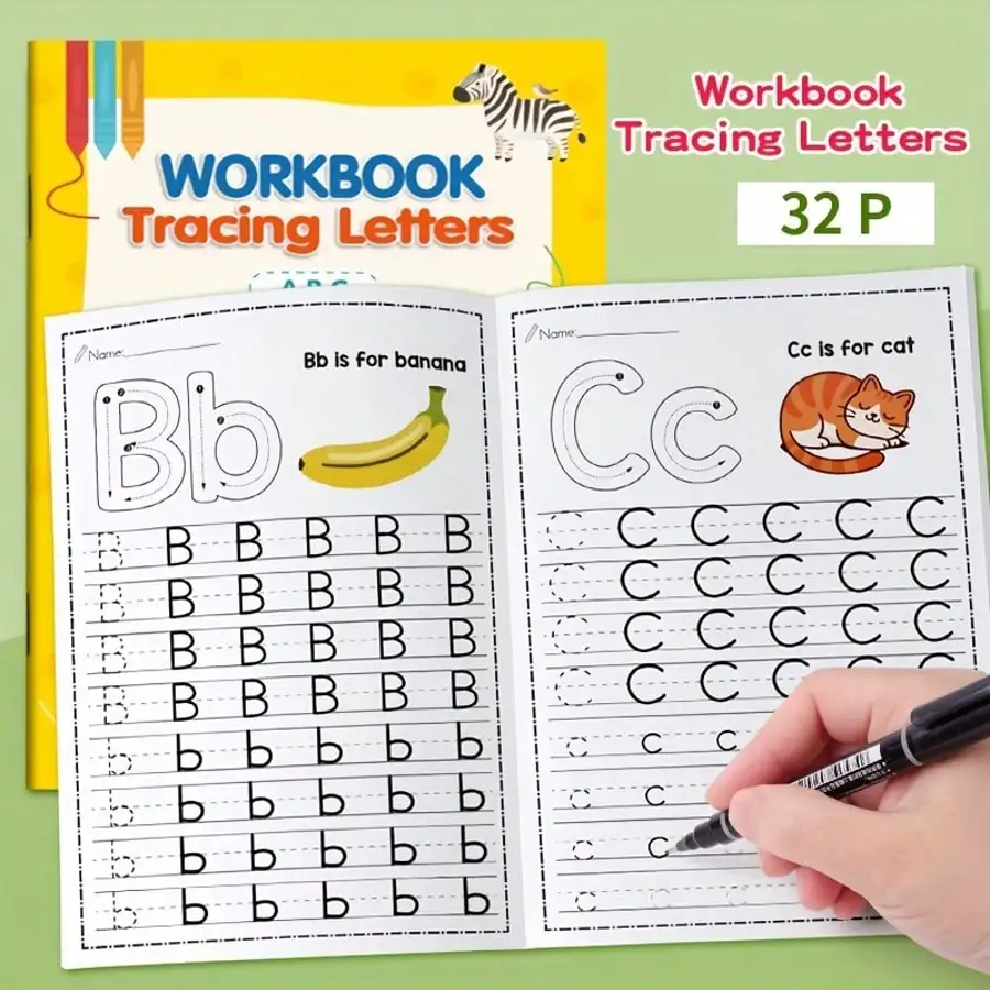

Reusable Grooved Handwriting Practice Book Set for Kids - Magic Disappearing Ink Workbooks, Early Education Pen Control Training Aids for Alphabet/Numbers/Math, Ideal Home & School Learning Activity Supplies