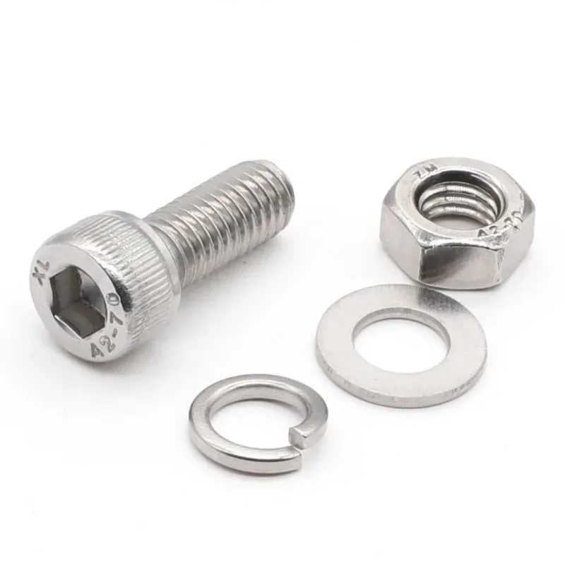 40Set Allen Bolt Hex Socket Head M3 M4 M5 M6 12 16 Machine Screw DIN 912 Spring Flat Washer Nut A2 304 Stainless Steel L=8-30mm