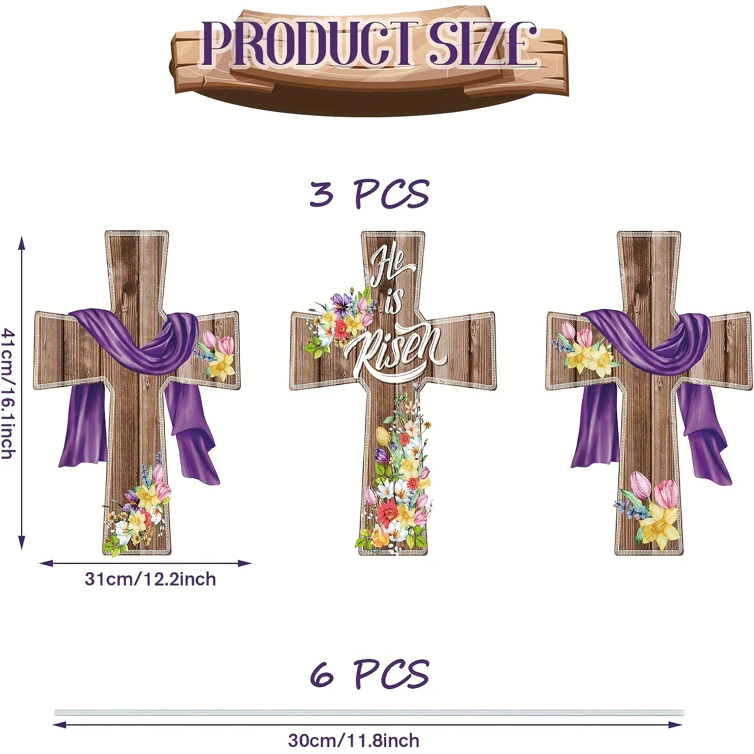 3 قطعة زينة عيد الفصح علامات عيد الفصح لساحة هو صعود علامة الدينية ساحة عيد الفصح تسجيل عيد الفصح الزينة في الهواء الطلق مقاوم للماء