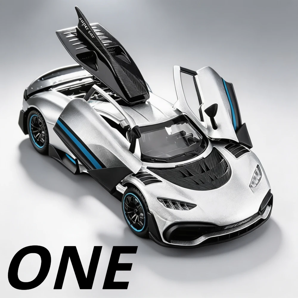 1:32 ONE GT Sports Car Model Toy Alloy Diecast Doors Opened Supercars Models Sound Light Pull Back Vehicle Toys Holiday Presents