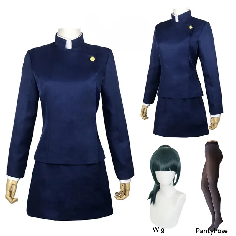 Anime Jujutsu Kaisen Maki Zenin Cosplay Kostüm Maki Zenin Perücke Top Röcke komplettes Set Maki Halloween Party Uniform für Frauen Männer