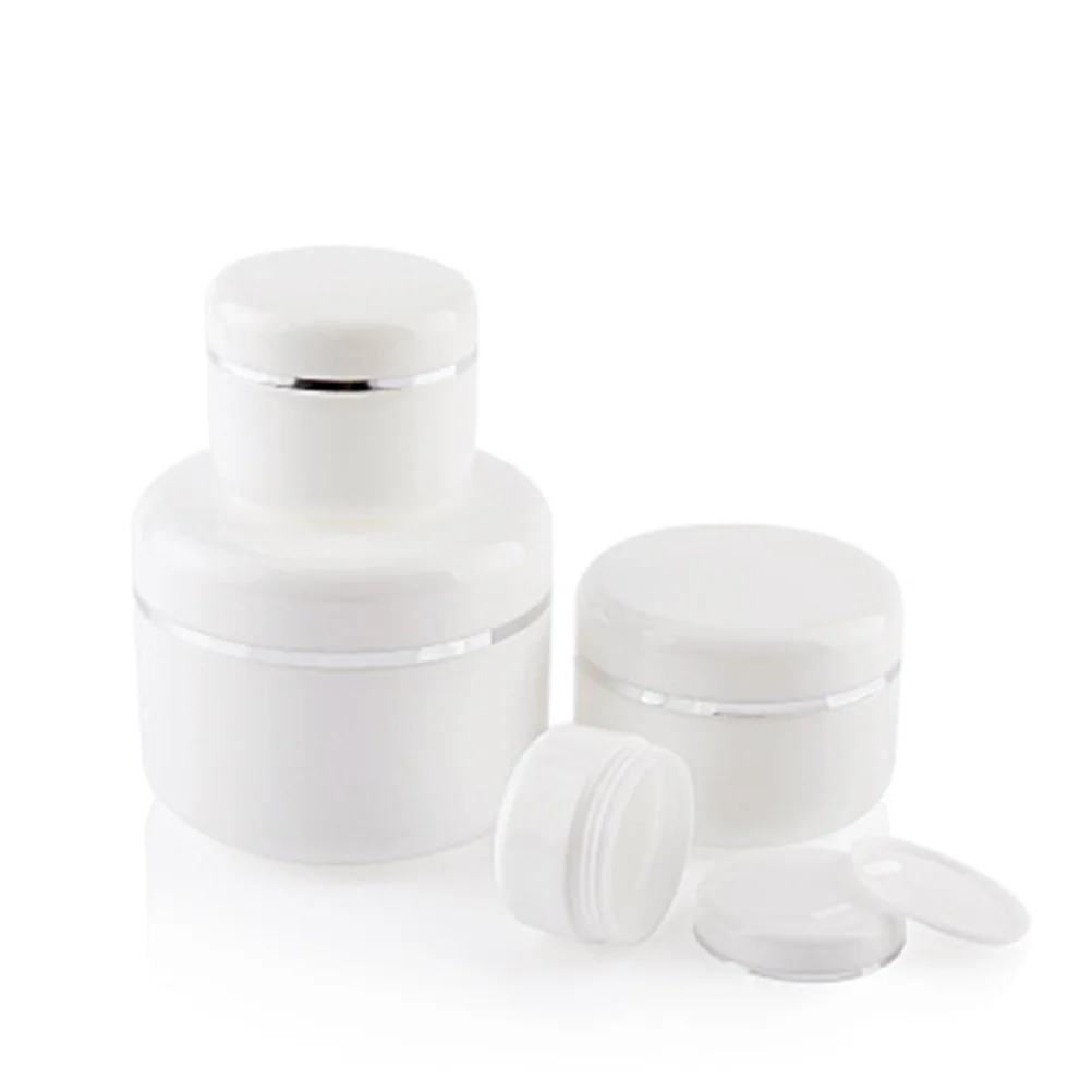 5 uds 20g Mini botellas redondas portátiles botella de viaje vacía para crema Facial crema de maquillaje loción (blanco)