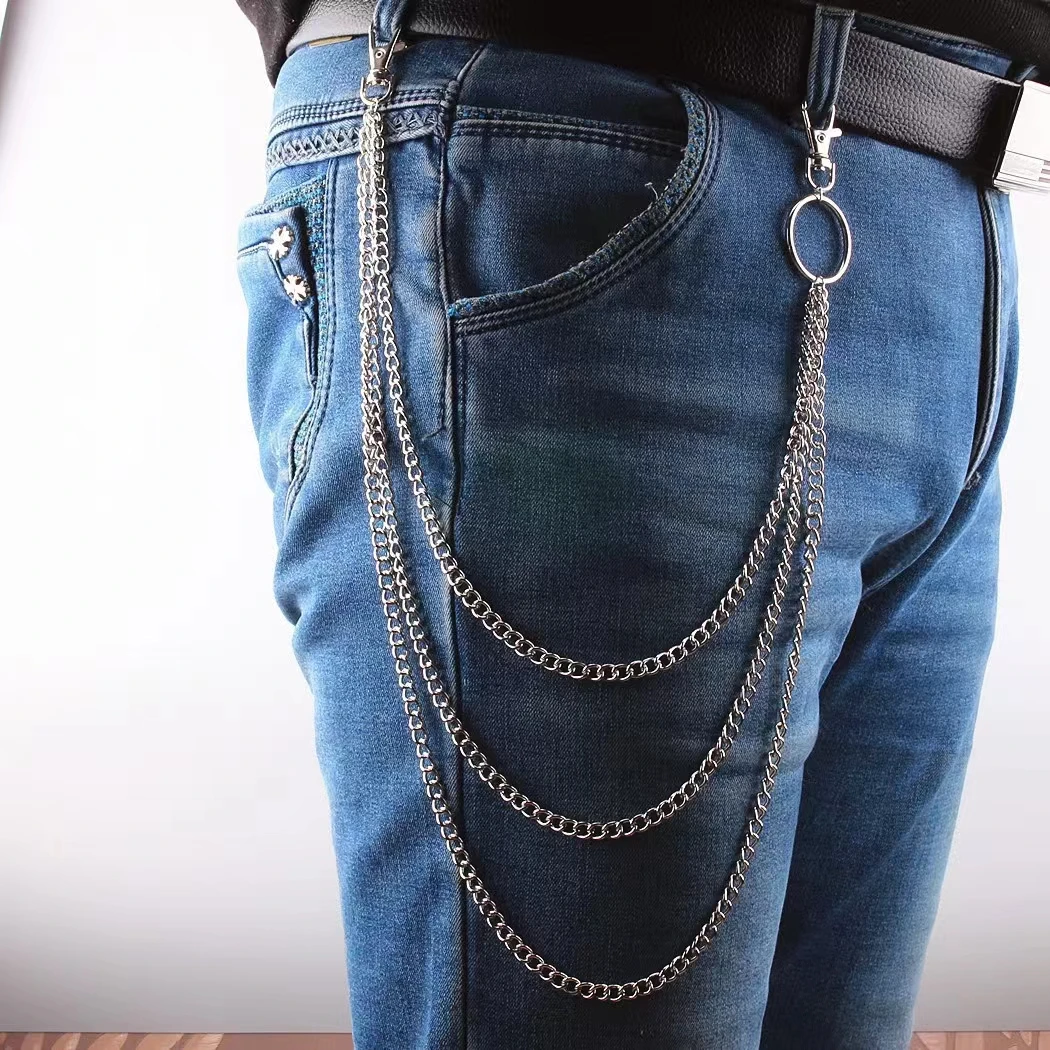 Hip-Hop Waist Chain Punk Style Metal Fashion Jeans Chain Accessories Pendant Versatile multilayer Pants Chain Key chain