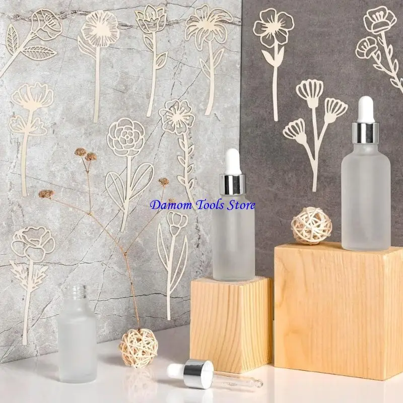 57BE 18Pcs Wooden Flowers Colorable Floral Cutouts for Artistic DIY Home Decoration and Festival Ornament
