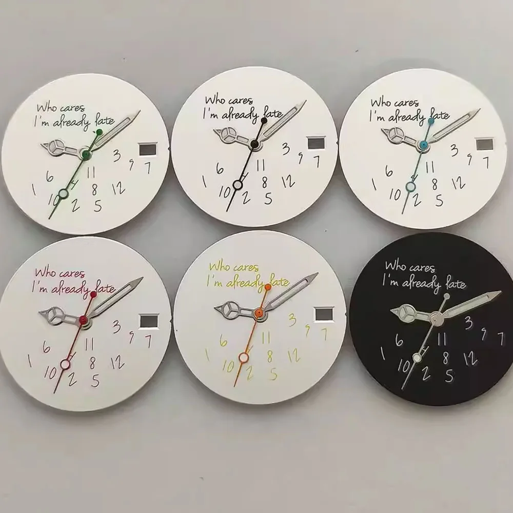 

28.5mm NH35 Dial with Watch Pointer, No Luminous Watch Dial, for NH35/NH36 Movement, Green Luminous Hands, Calendar Watch Faces