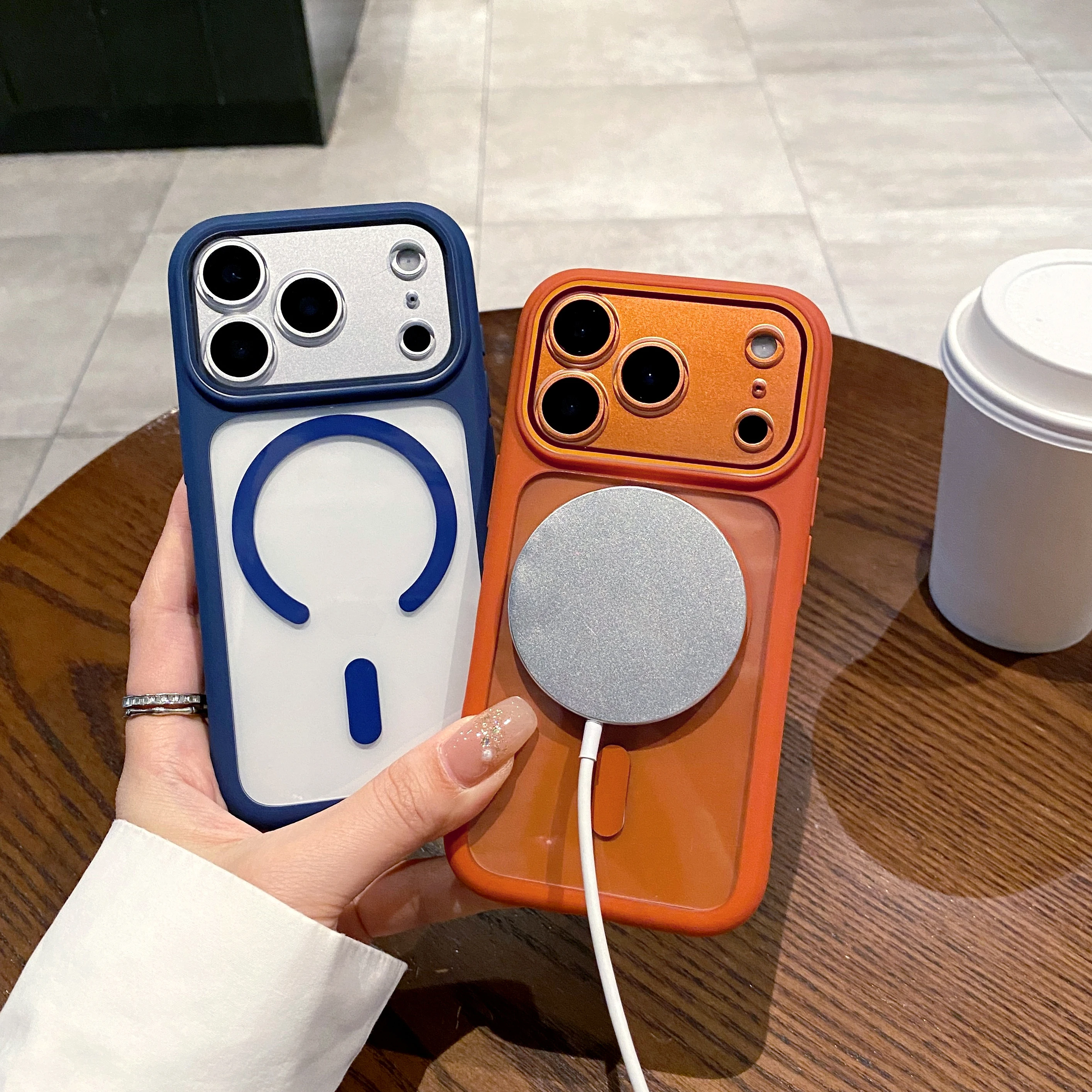 Original For MagSafe Transparent Phone Case for iPhone 17 Pro Max Magnetic Lens Protection Shockproof Silicone Frame Clear Cover - náhled 2