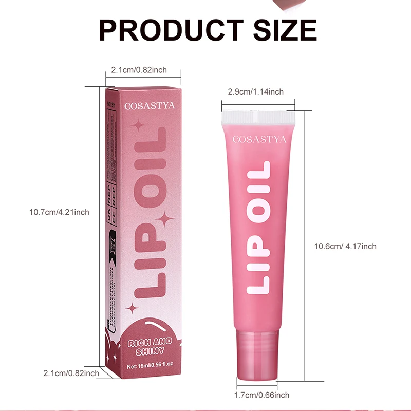 6-farbiges feuchtigkeitsspendendes, glänzendes Lippenöl, langanhaltender Glanz, geeignet für alle Hauttypen, feuchtigkeitsspendendes, spiegelglänzendes Lippenöl