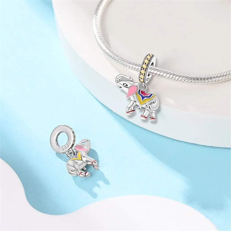 

New 925 Sterling Silver Desert Travel Auspicious Elephant Charms Bead Fit 3mm Original Bracelet DIY Women Travel Jewelry Gifts