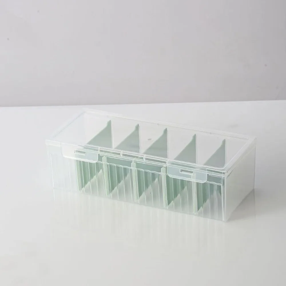 Clear Plastic Card Storage Box Adjustable Divider Compartmentalized Card Organizer Box With Lid Adjustable Dividers