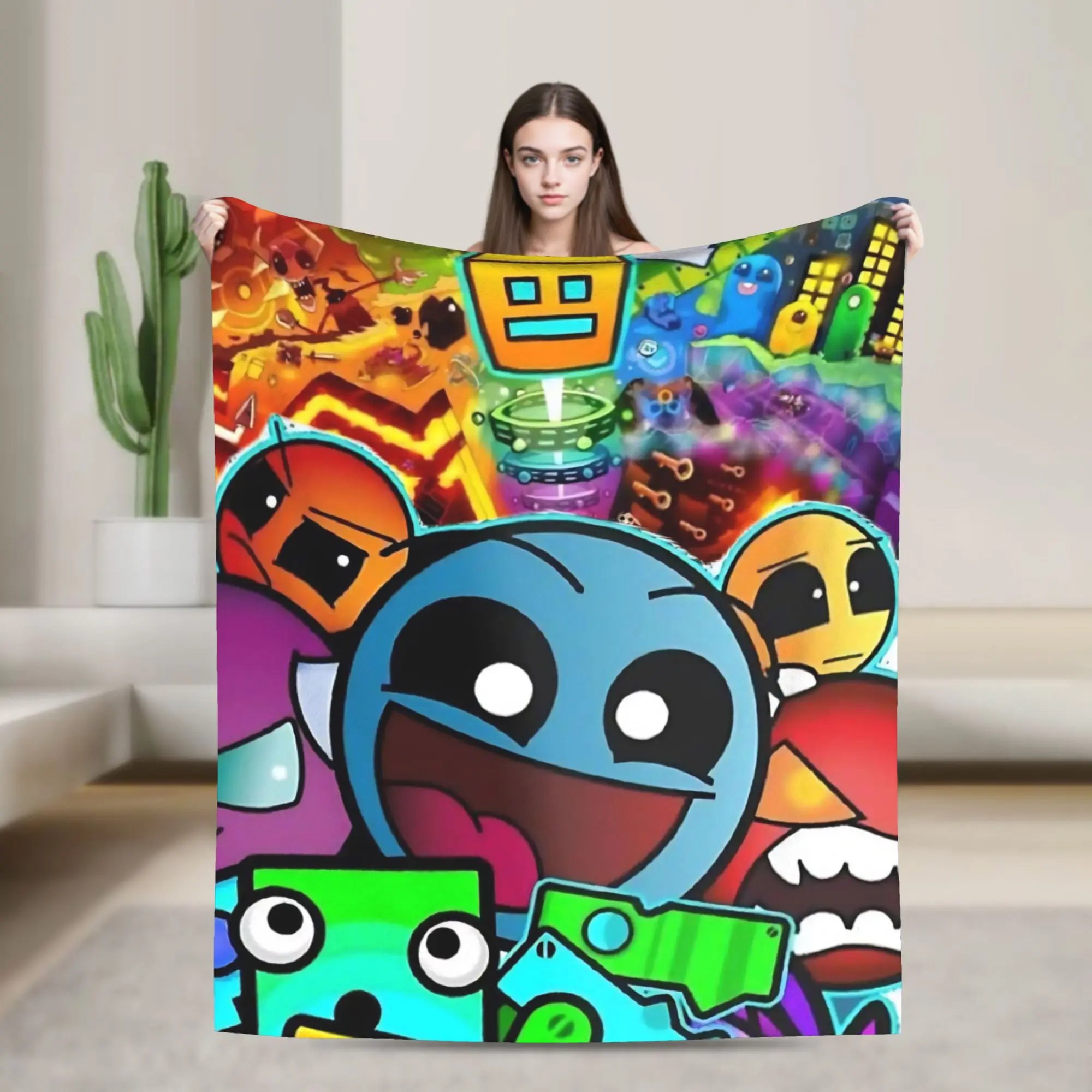 Geometry Dash Games Blanket Multi-size Soft and Lightweight  Throw Blankets for Couch Sofa and Bed