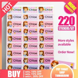 220pcs Waterproof Name Sticker Stationery Decals Personalized First Name Adhesive Label for Children Custom Bottle Tag for Kids