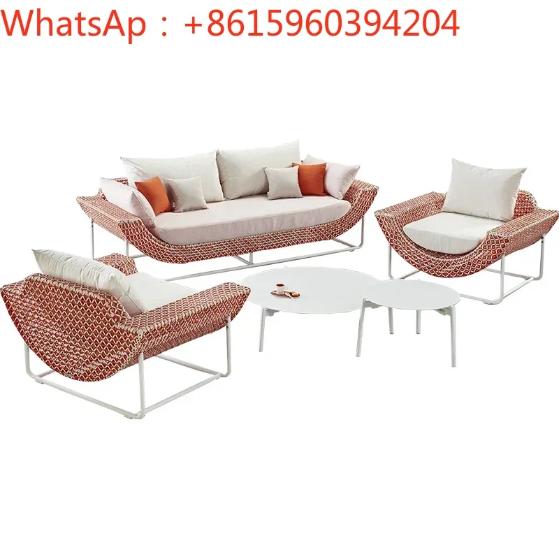 

Custom outdoor sofa, garden balcony, rattan chair, model room, villa hotel, sun room, courtyard, creative rattan furniture