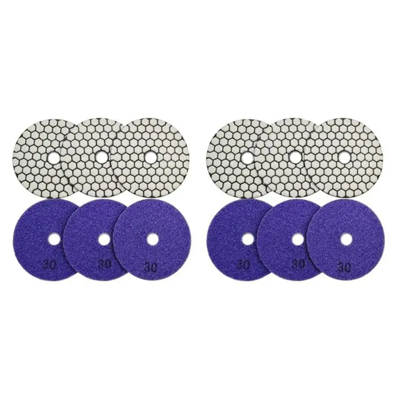 

TFORU-12Pcs Dia 4Inch/100Mm Grit 30 Diamond Dry Polishing Pads Resin Bond Flexible Dry Sanding Disc For Granite Marble