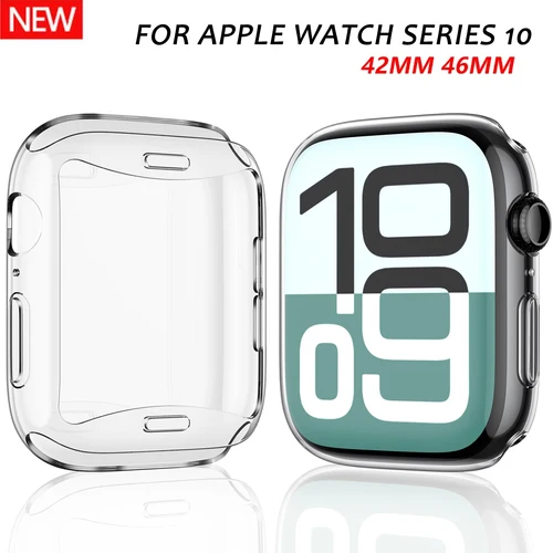 Funda de TPU para Apple Watch 10, 46mm, 42mm, Protector de pantalla para Iwatch Series 9, 8, 7, 6, 5, 45mm, 41mm, 44mm, 40mm, parachoques antiarañazos