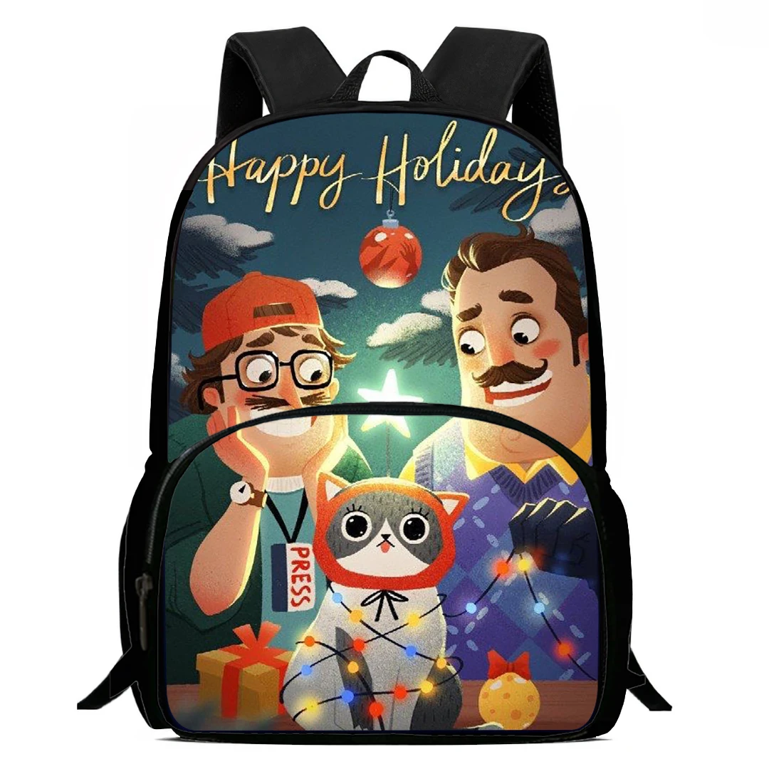 15 بوصة على ظهره الكرتون حقيبة مدرسية لعبة مرحبا N-الجيران 2 أنيمي على ظهره تفتيح سستة كتاب أكياس للبنين بنات أفضل هدية #2