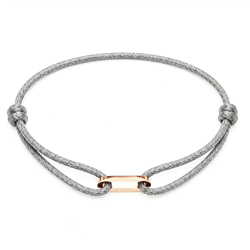 Zalman Einfaches Rundes Ovales Schnallen-Armband Geflochtenes Verstellbares DIY Buntes Seil-Armband für Damen und Herren Edelstahl-Schmuck