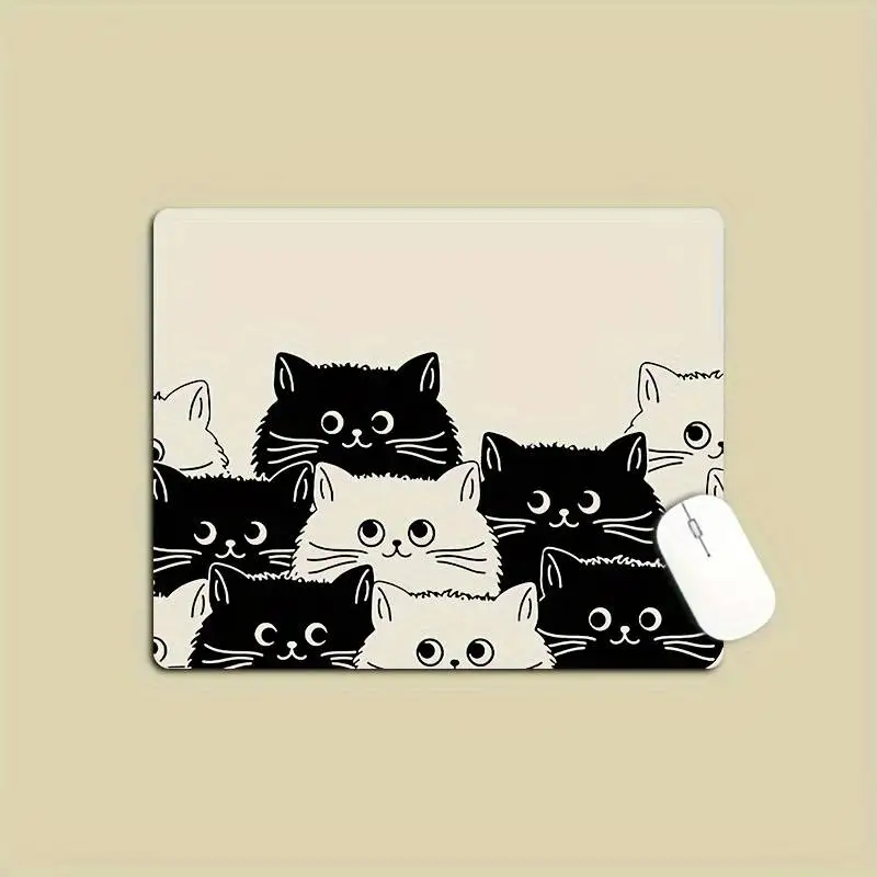 

Black Cat Mousepad Small Office Computer Desk Mat Table Keyboard Big Mouse Pad Laptop Cushion Non-slip Deskpad Home Decor