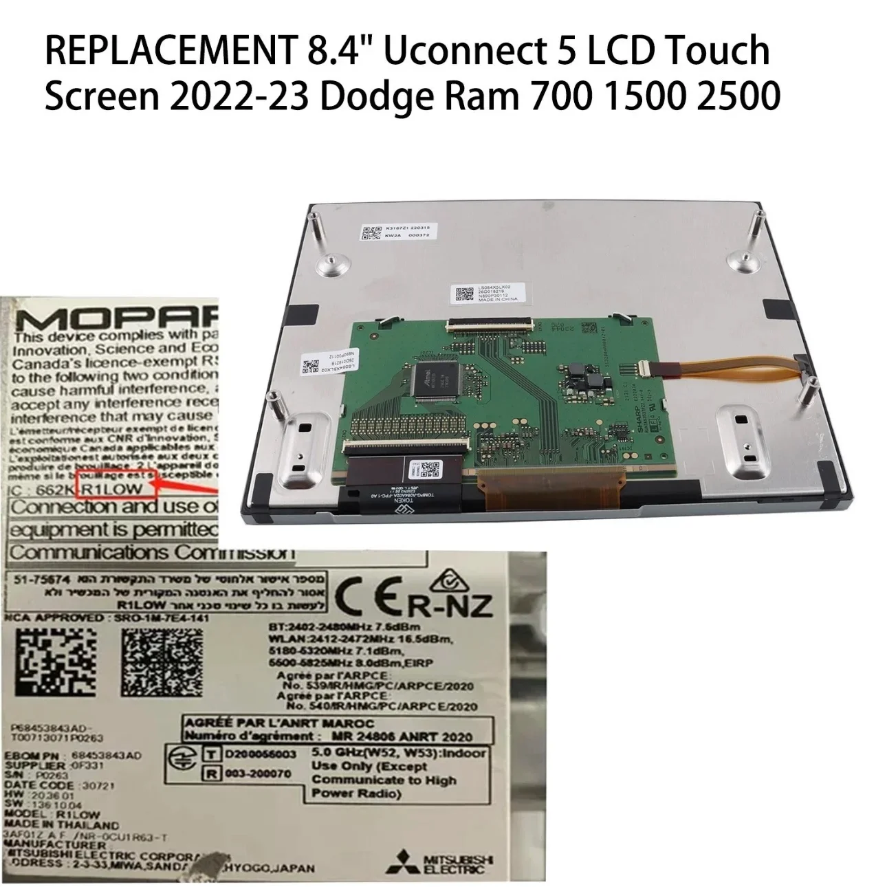 New LS084X5LX03 LS084X5LX02 REPLACEMENT 8.4 inch Uconnect 5 LCD Touch Screen 2022-2023 for Jeep Dodge Ram 700 1500 2500