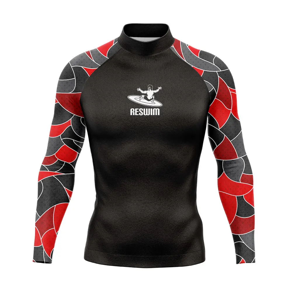 New Men's Beach Surfing Tight T-Shirts Rash Guards Swimming Swimwear Long Sleeve Surfing Diving Shirt Swim Skinsuit Gym Clothes