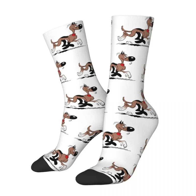 Calcetines de poliéster con dibujos animados para hombre y mujer, calcetín informal de alta calidad, Rantanplan, Lucky Luke, primavera, verano, otoño e invierno, novedad