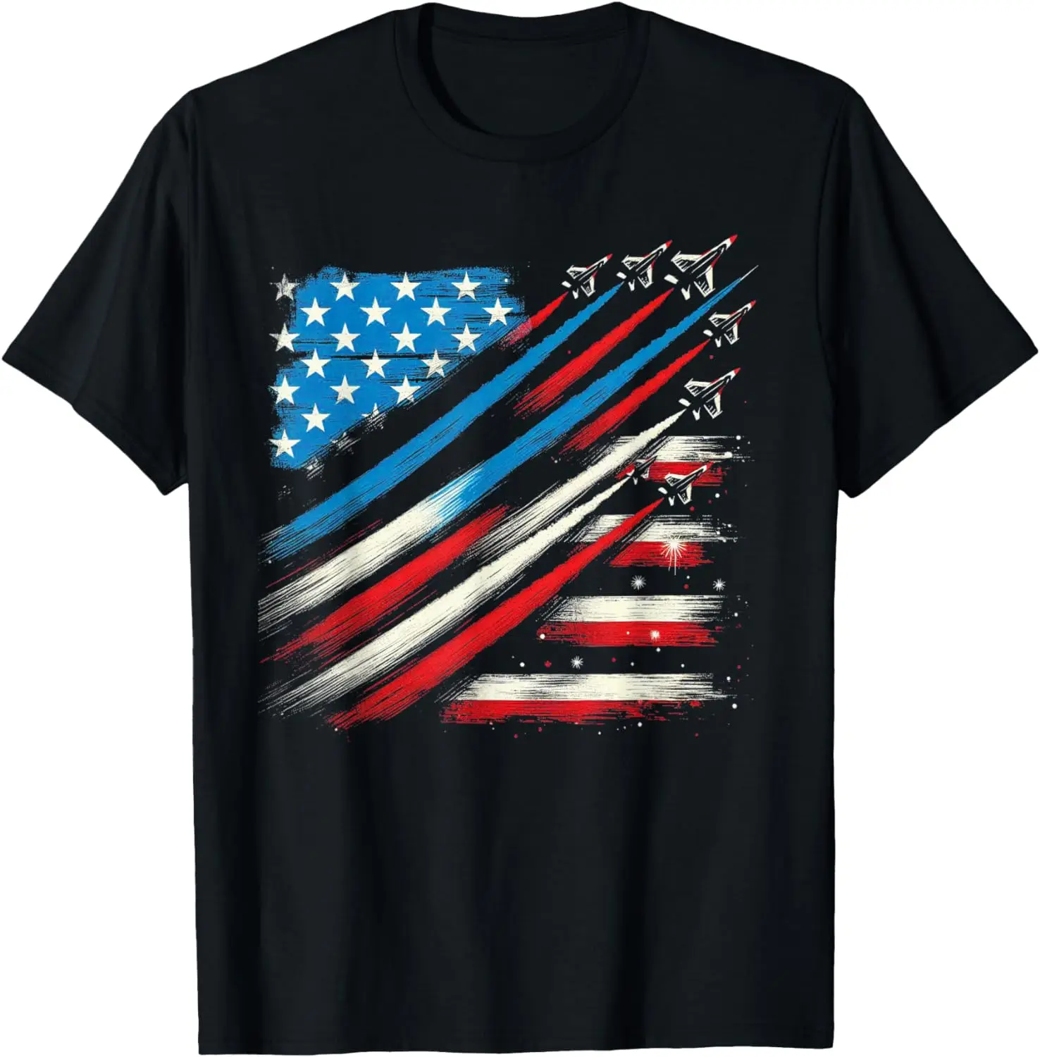 

Patriotic Red White Blue USA Flag Fighter Jets 4th of July T-Shirt