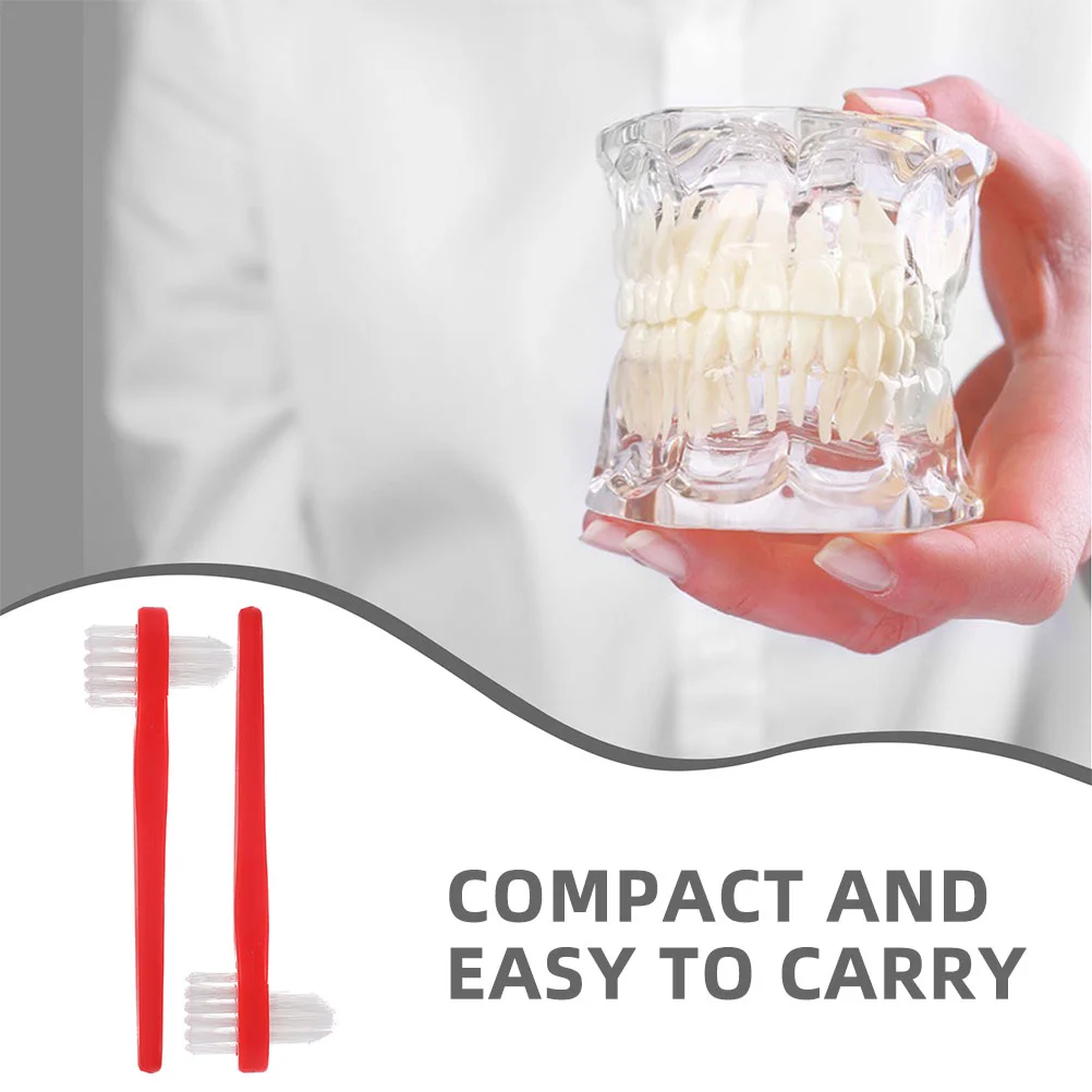 Double-ended Denture Toothbrush Toothbrushes Two Headed Plastic Travel False Teeth