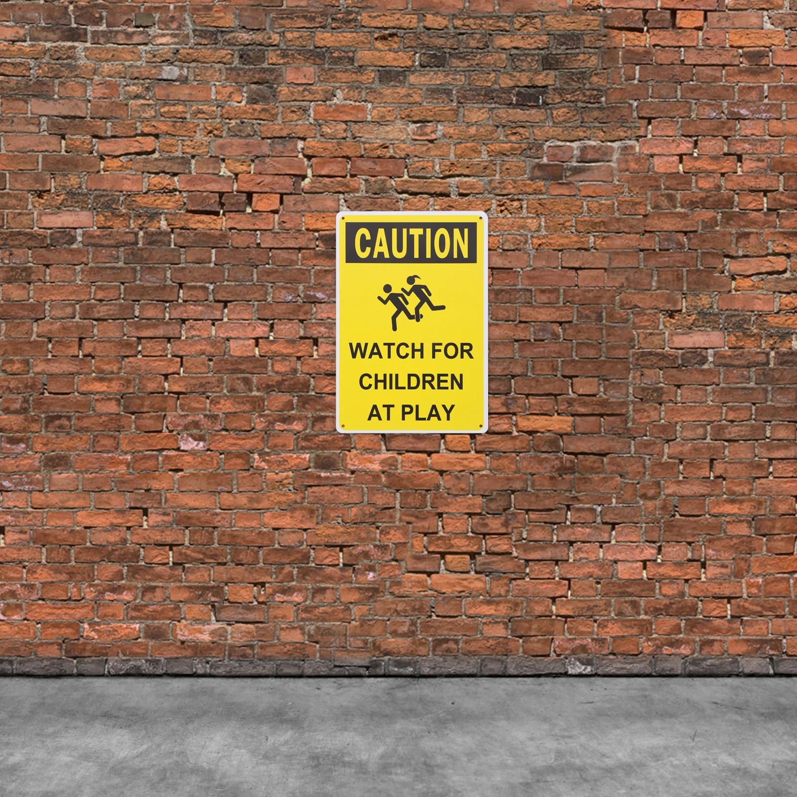 

Reflective Sign Slow Playing Traffic Street Caution Road down