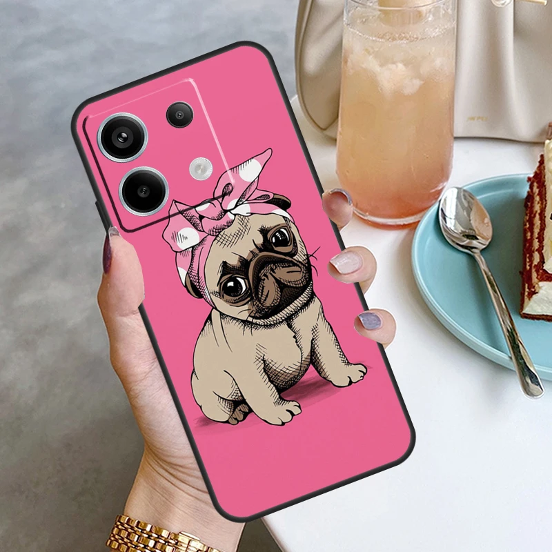 CUTE PUPPY PUG DOG MOPS Funda For Xiaomi Redmi Note 12 11 10 9 8 13 Pro Plus 12S 11S 10S 9S 10A 9C 10C 12C 13C Case