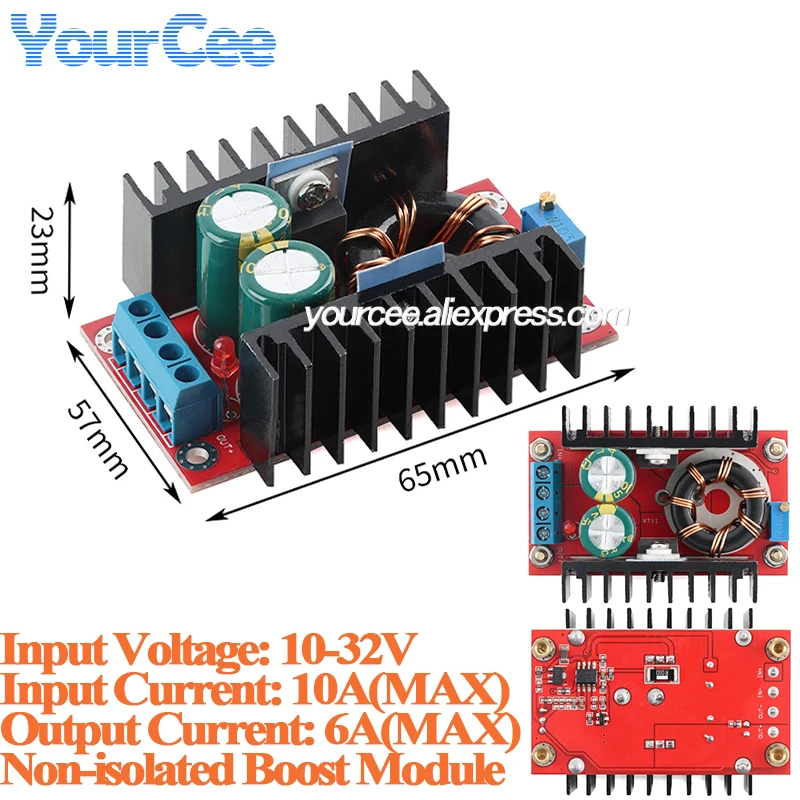 150W Booster Step Up Power Module 10-32V to 12-35V adjustable DC-DC boost power module for car notebook mobile power board