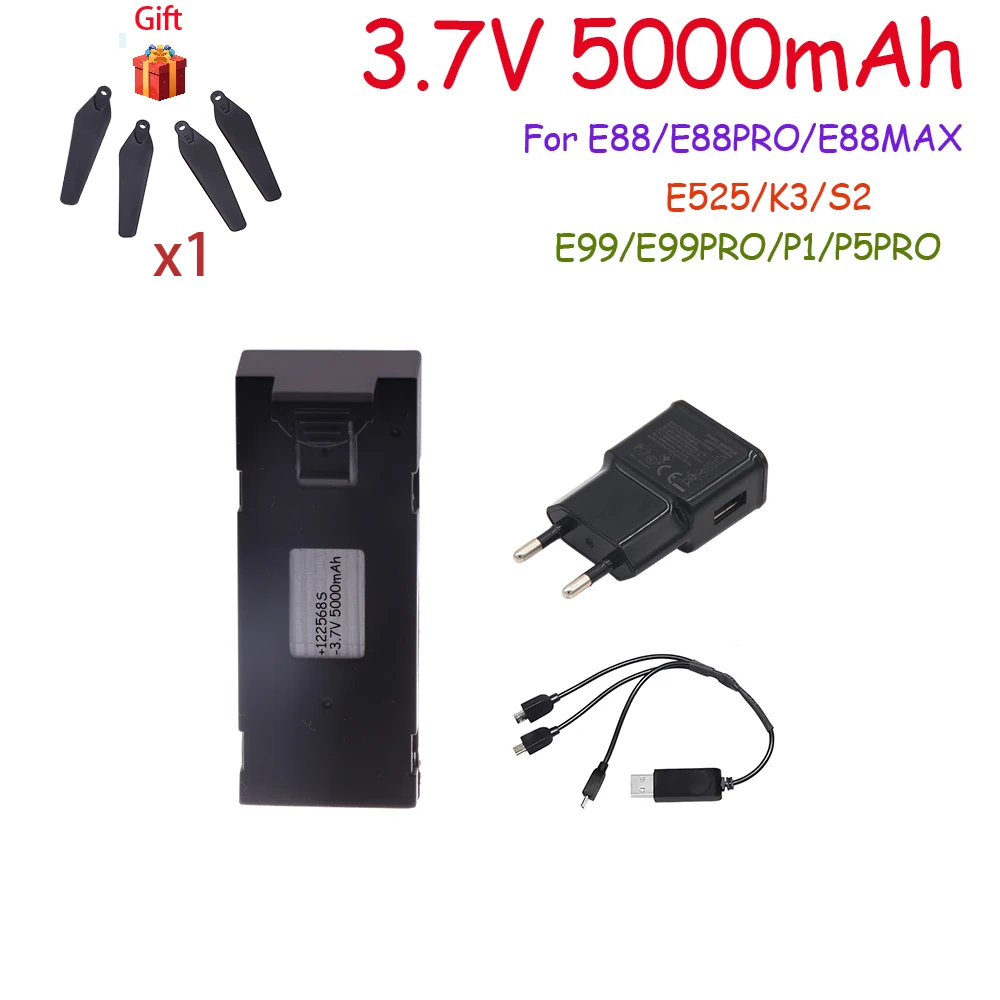 3.7V 5000Mah RC Drone Battery Accessory For E88 E88PRO E99 K3 Ls-E525 E525 PRO Mini Uav Drone Battery Special Battery Rc Parts