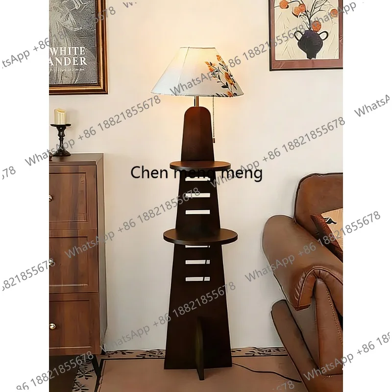 

Floor lamp living room advanced sense solid wood retro shelf integrated vertical atmosphere desk lamp