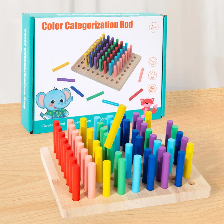 

Деревянная палочка для сортировки по цветам, красочная игра с палочками, игрушки Монтессори, игрушка для развития мелкой моторики у детей, игра для изучения цветов